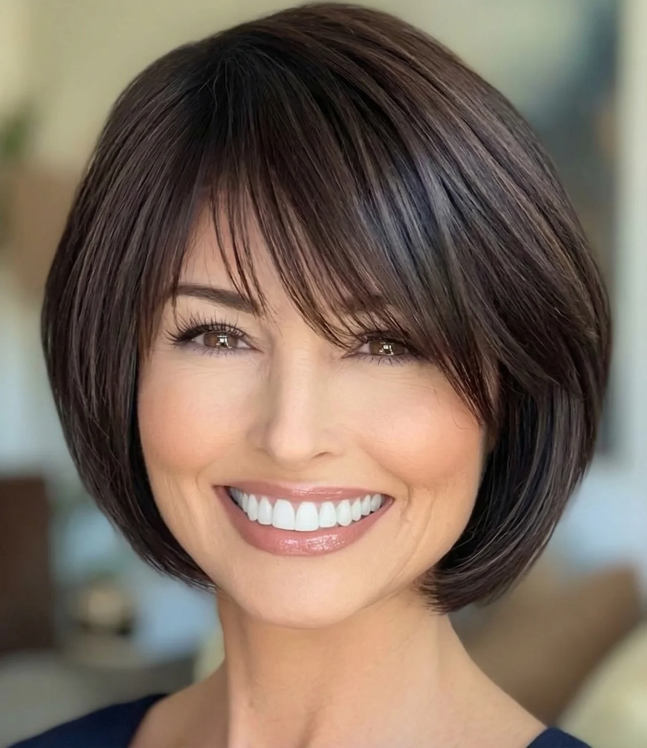 Abgerundeter Bob mit Pony und dezenten Stufen