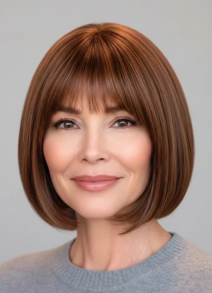 Abgerundeter Bob mit stückigem Pony