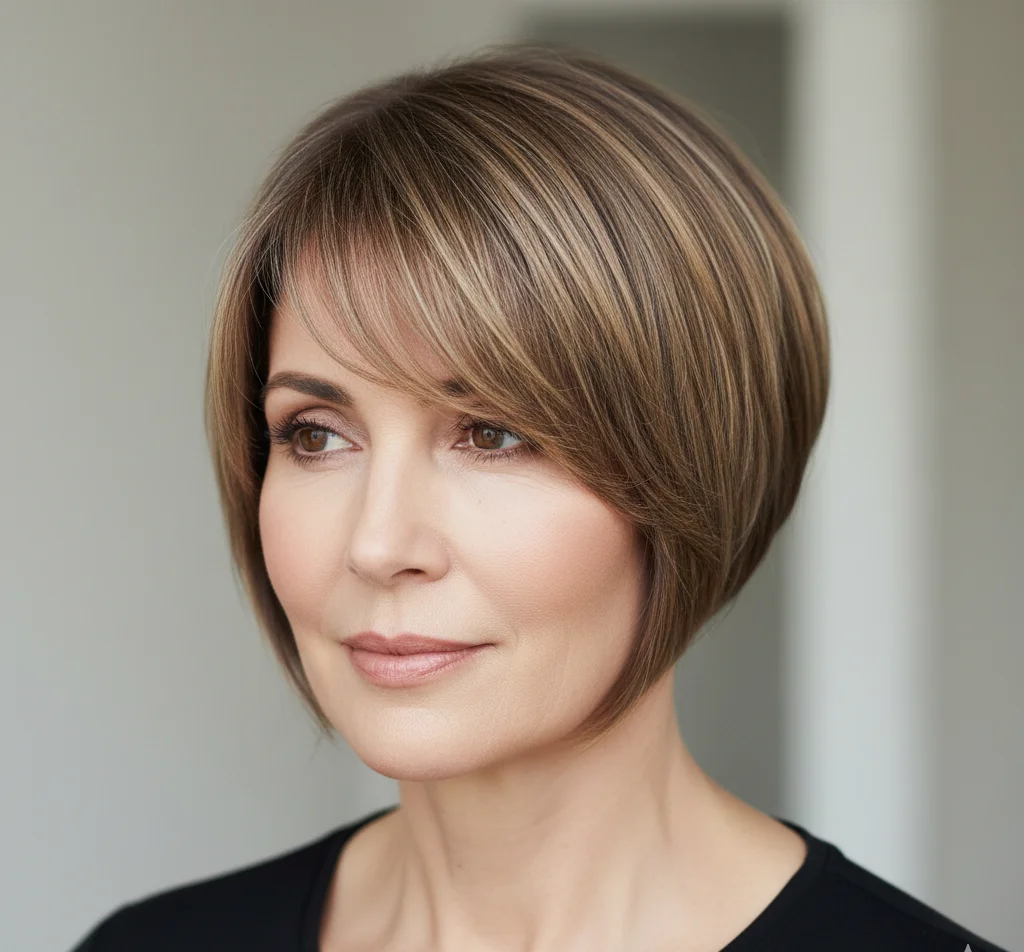 Abgewinkelter Bob mit feinem Pony