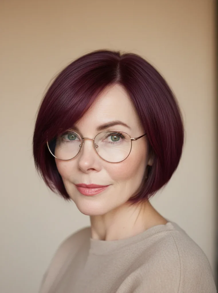 Dunkler Himbeer-French-Bob