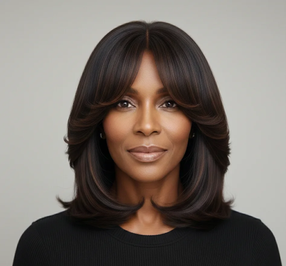 Eleganter schulterlanger gestufter Bob