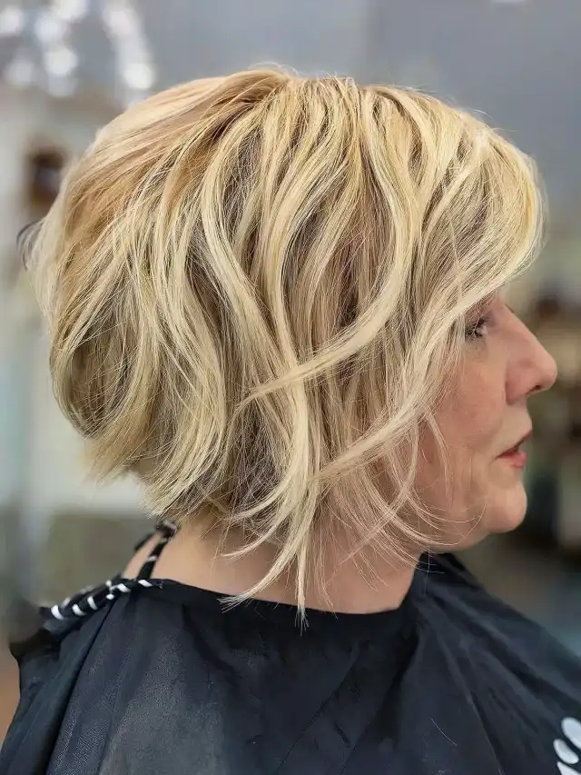Gestufter und mehrschichtiger blonder Bob ab 50