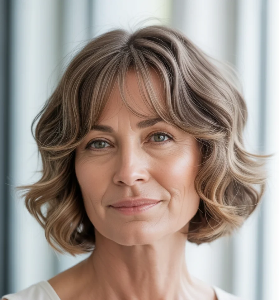 Gewellter Bob mit Vorhangpony