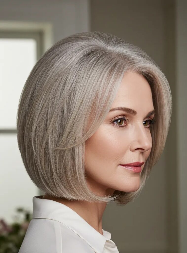 Glatter Stufenschnitt über fünfzig