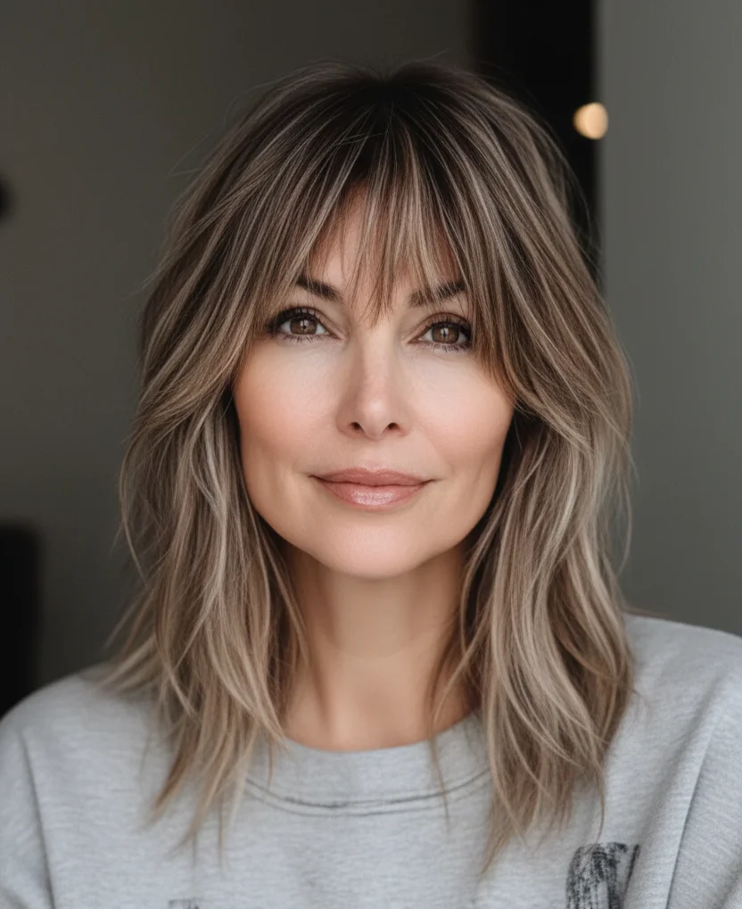 Kinnlanger Schnitt mit stufigem Pony