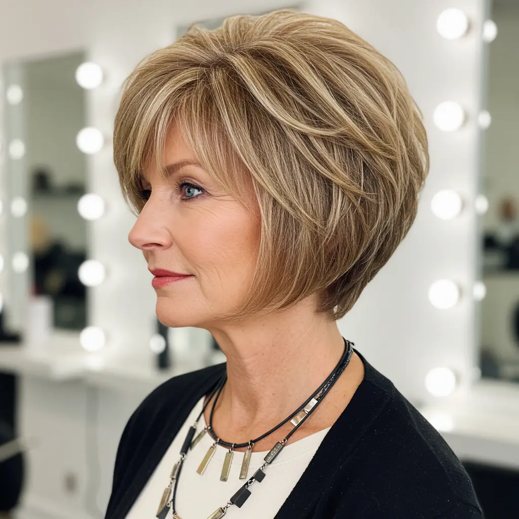 Kinnlanger Stufiger Schräger Bob ab 50