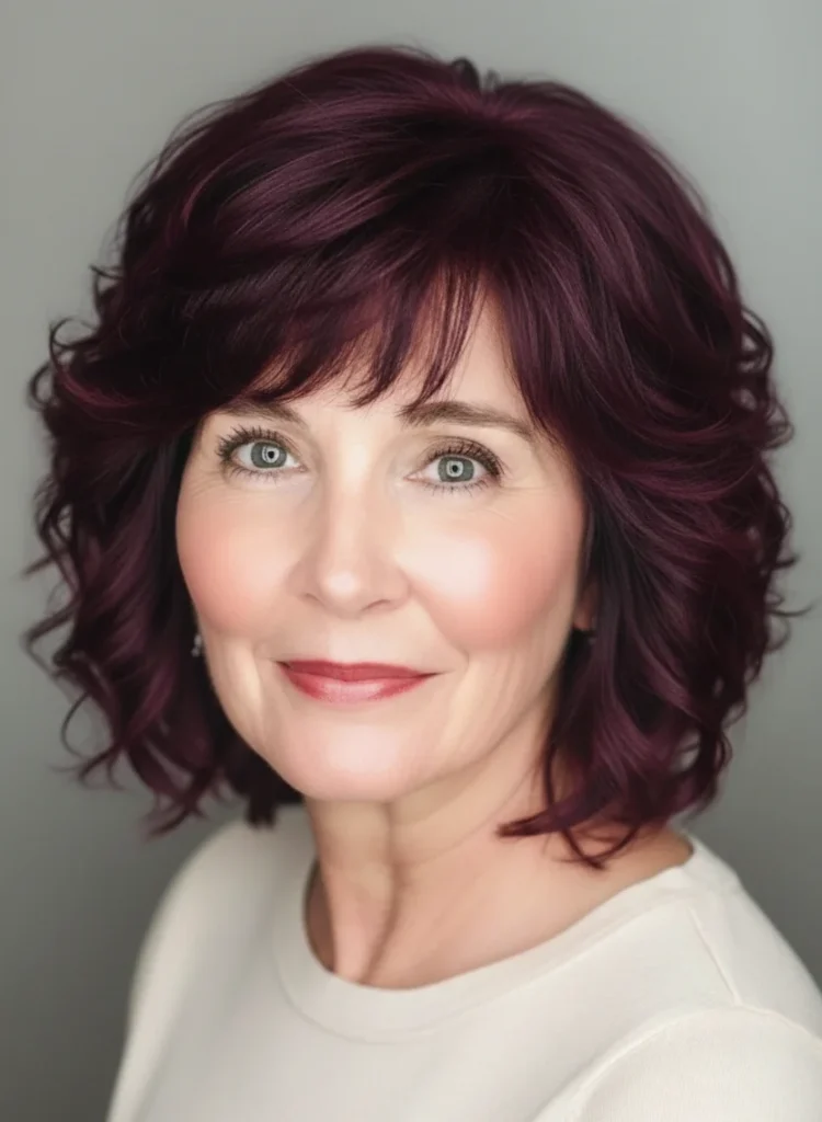 Kurze gestufte Locken mit Pony