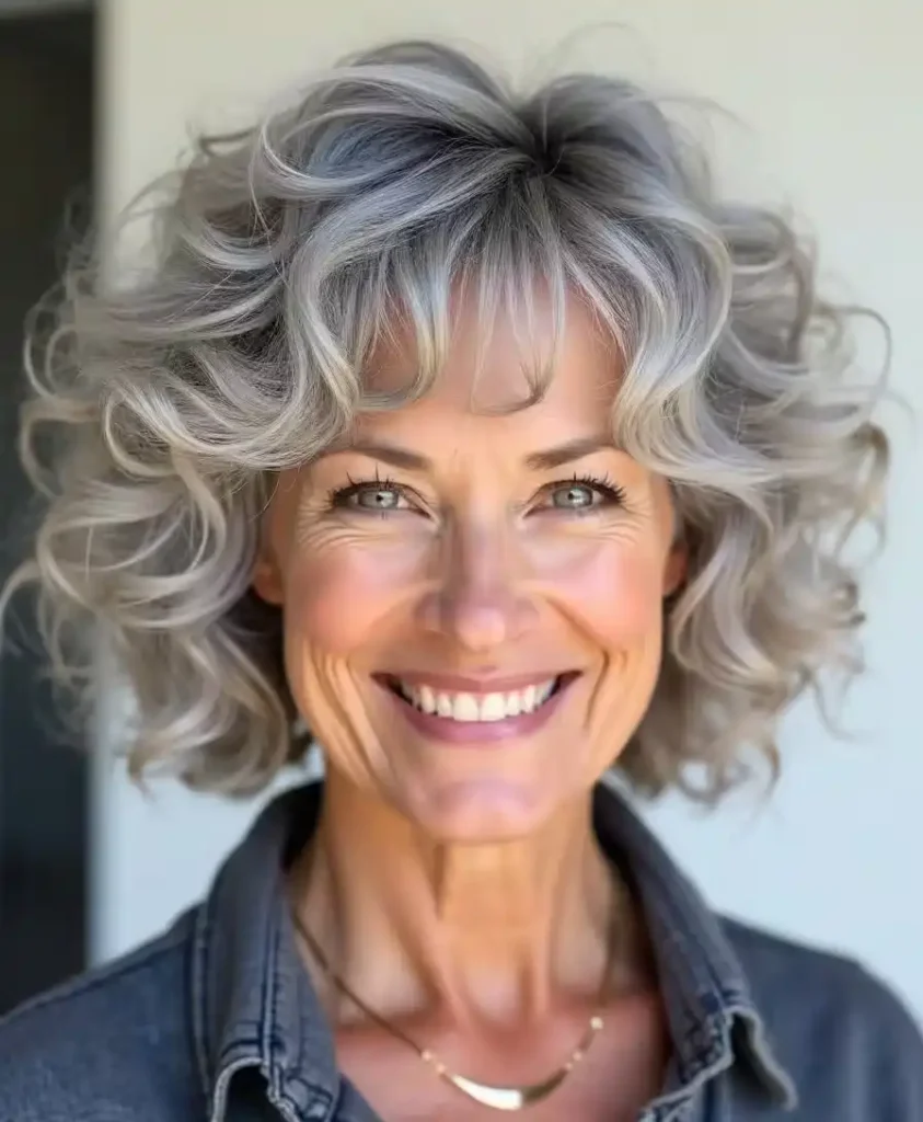 Lockiger Bob mit Pony für Frauen über 50