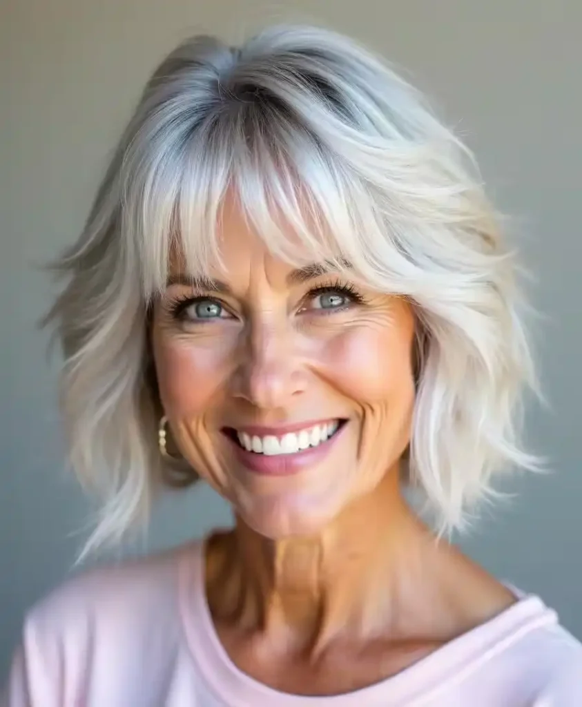 Luftiger Stufenschnitt mit Ponyfrisur ab 50