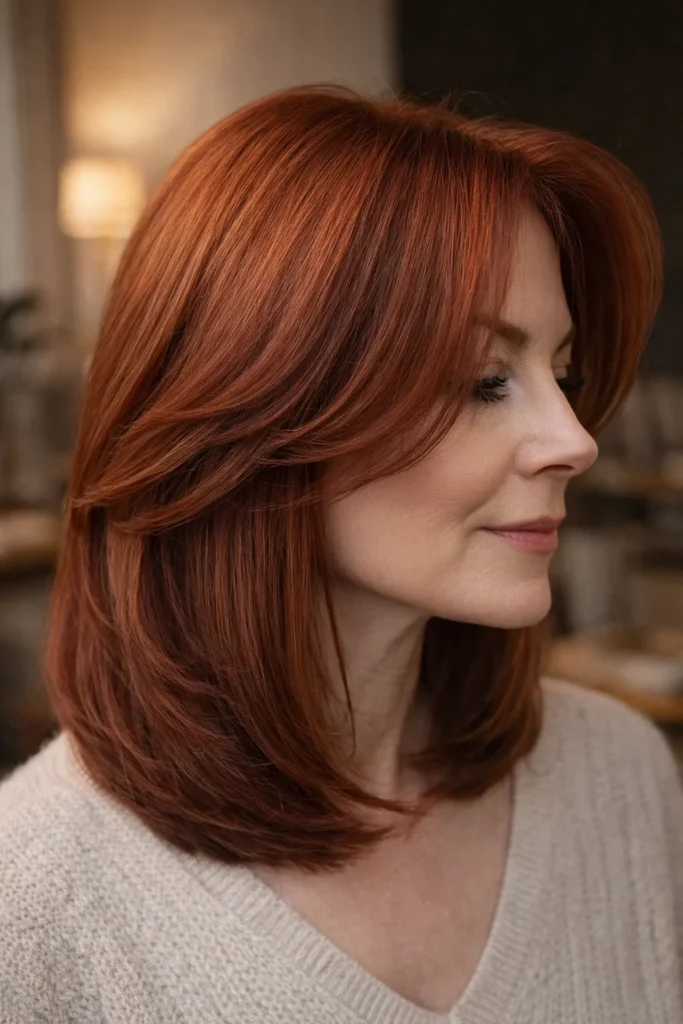 Mittellanger gerader Schnitt mit ausgestuftem Pony