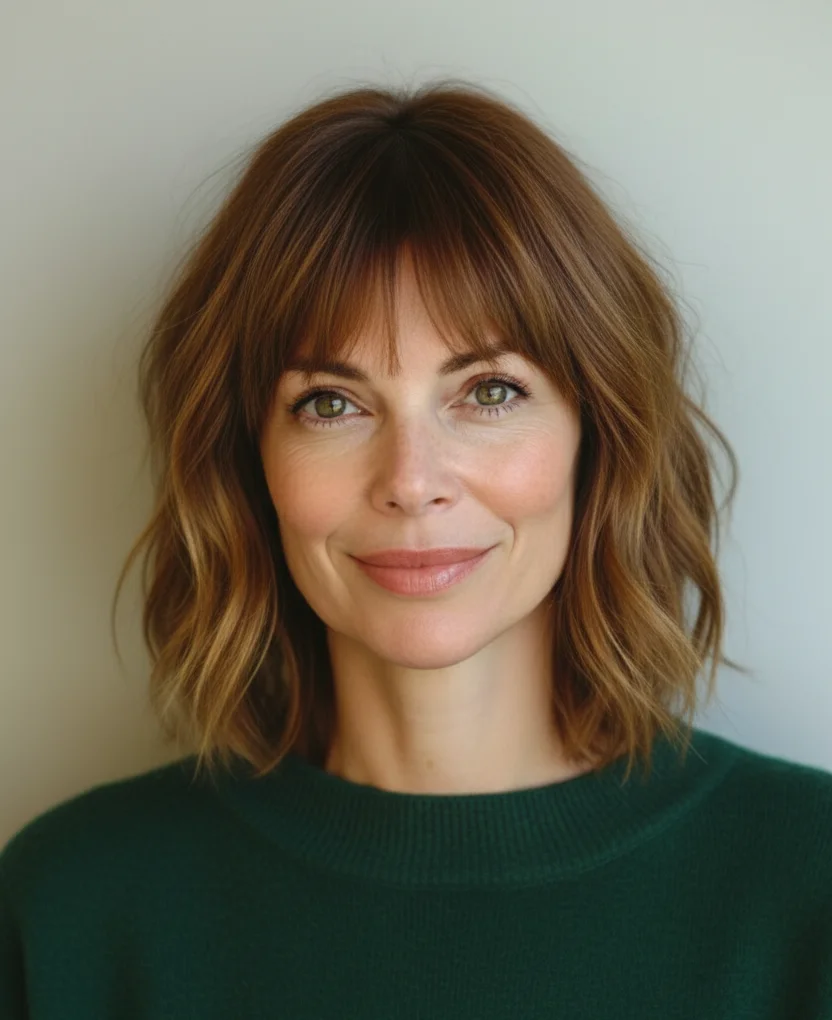 Rasiermesser-geschnittener Bob mit strubbeligem Pony