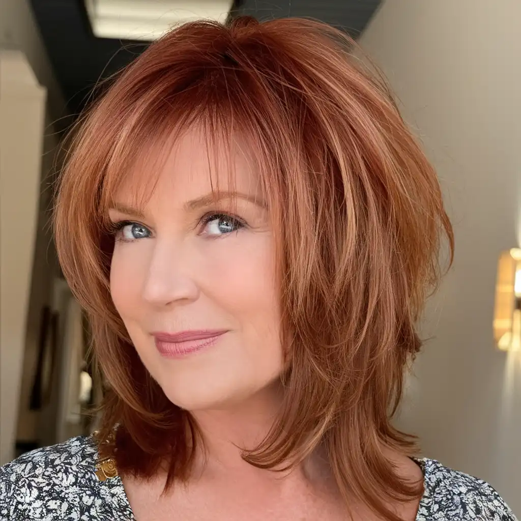 Schicker roter Stufenschnitt ab 50