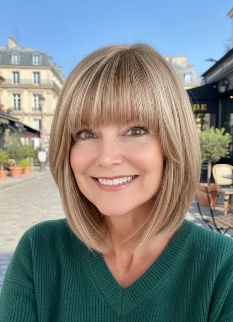 Strahlender beige-blonder Bob ab 50