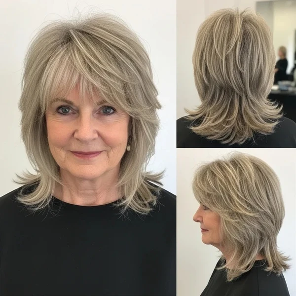 Strubbelige Stufen mit Pony über fünfzig