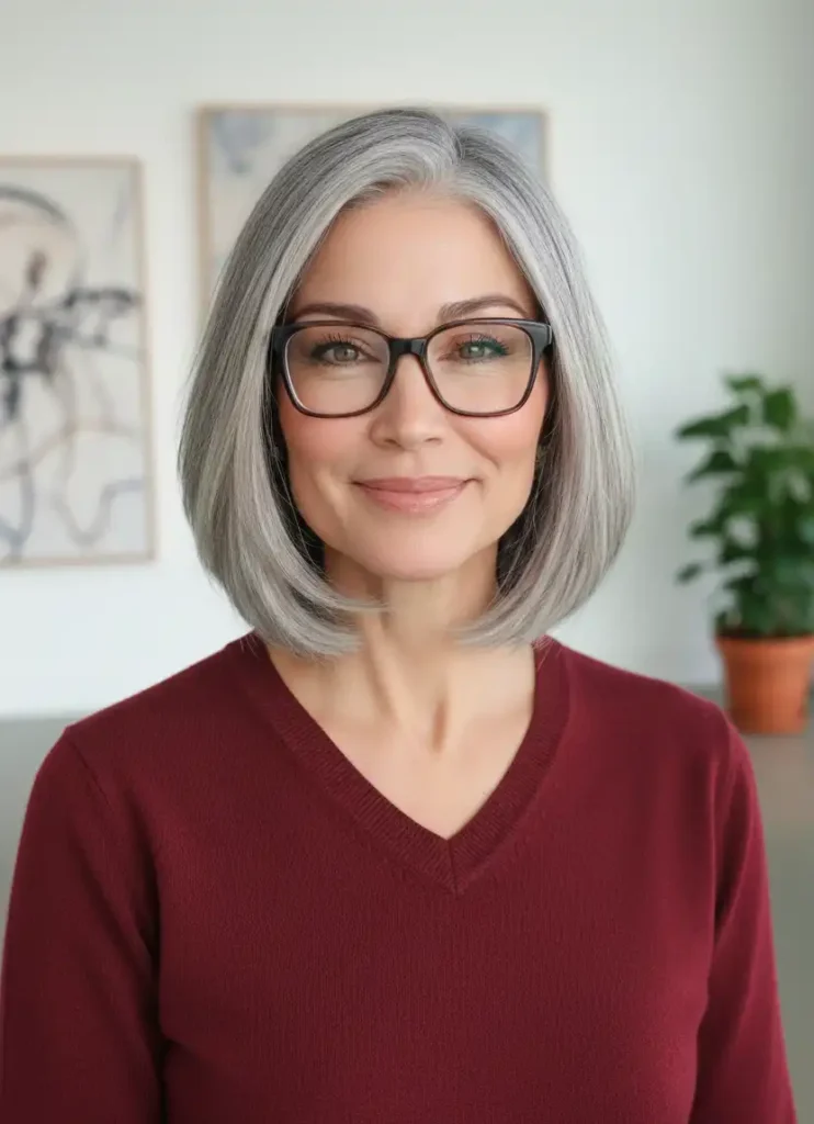 Stufiger Bob für graues Haar