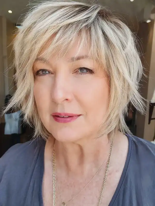 Stufiger Bob mit Pony für runde Gesichter ab 50