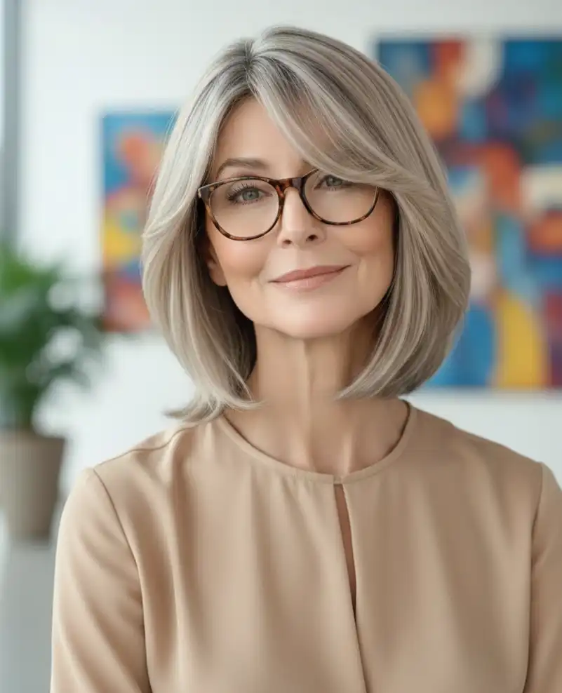 Stufiger Bob mit seitlich gefegtem Pony