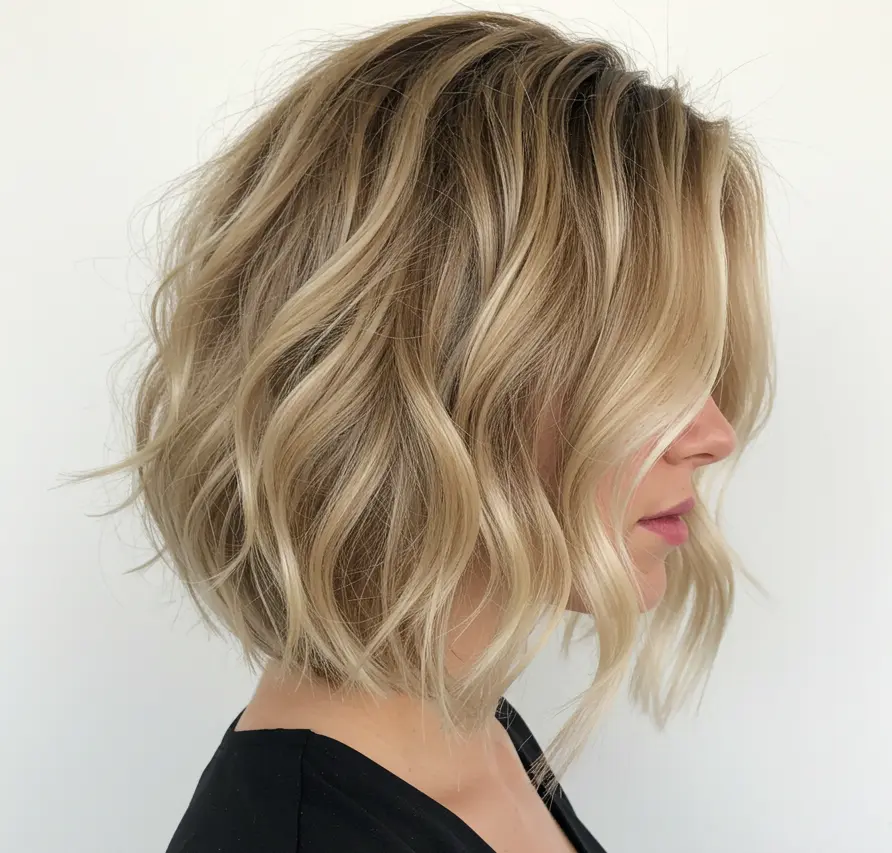 Unordentlicher, stufiger Bob mit Rasierklinge ab 50