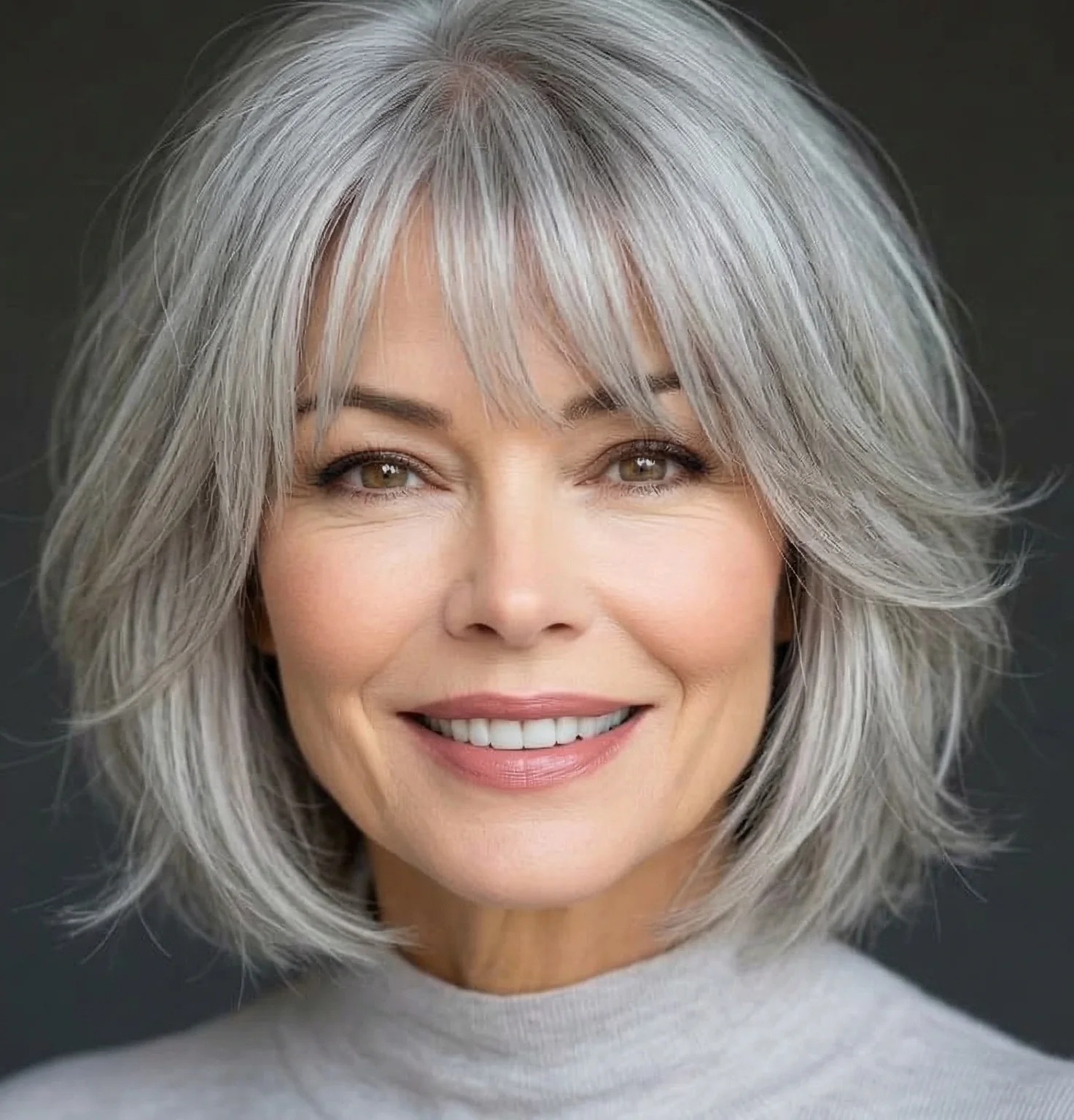 Weich gestufter Bob mit stufigen Ponyfransen