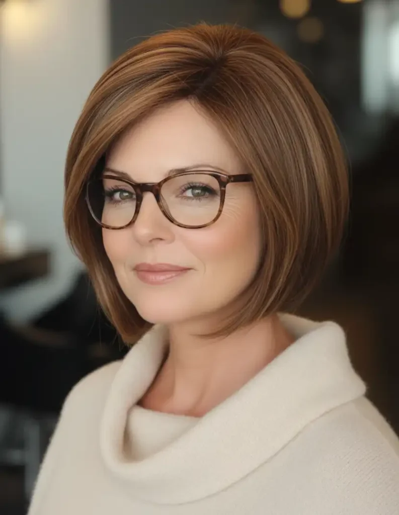 Weicher Stufenschnitt mit Seitenscheitel