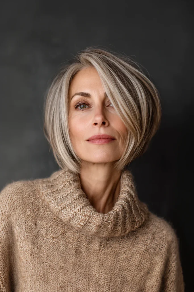 Weicher Stufenschnitt mit aschbrauner Mischung bob frisuren gestuft ab 50