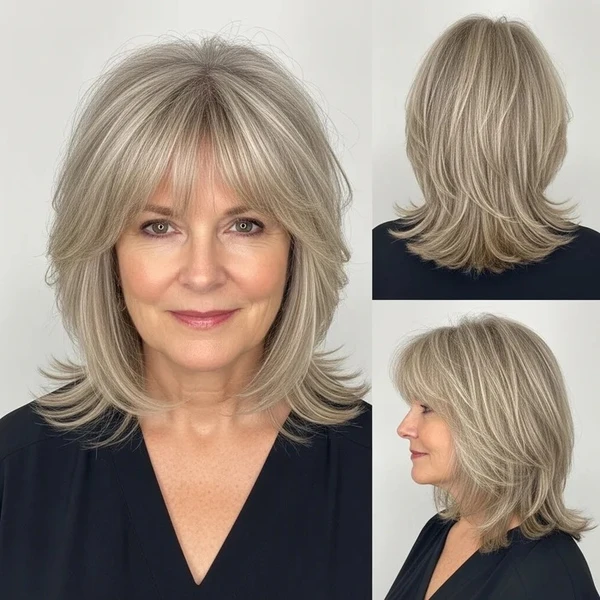 Wuscheliger schulterlanger Bob über fünfzig