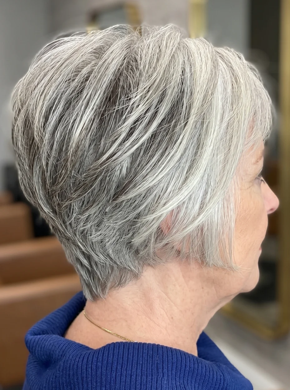 Gestufte Bob Frisuren für Frauen ab 50 mit grauem Haar für stilvolle und zeitlose Eleganz
