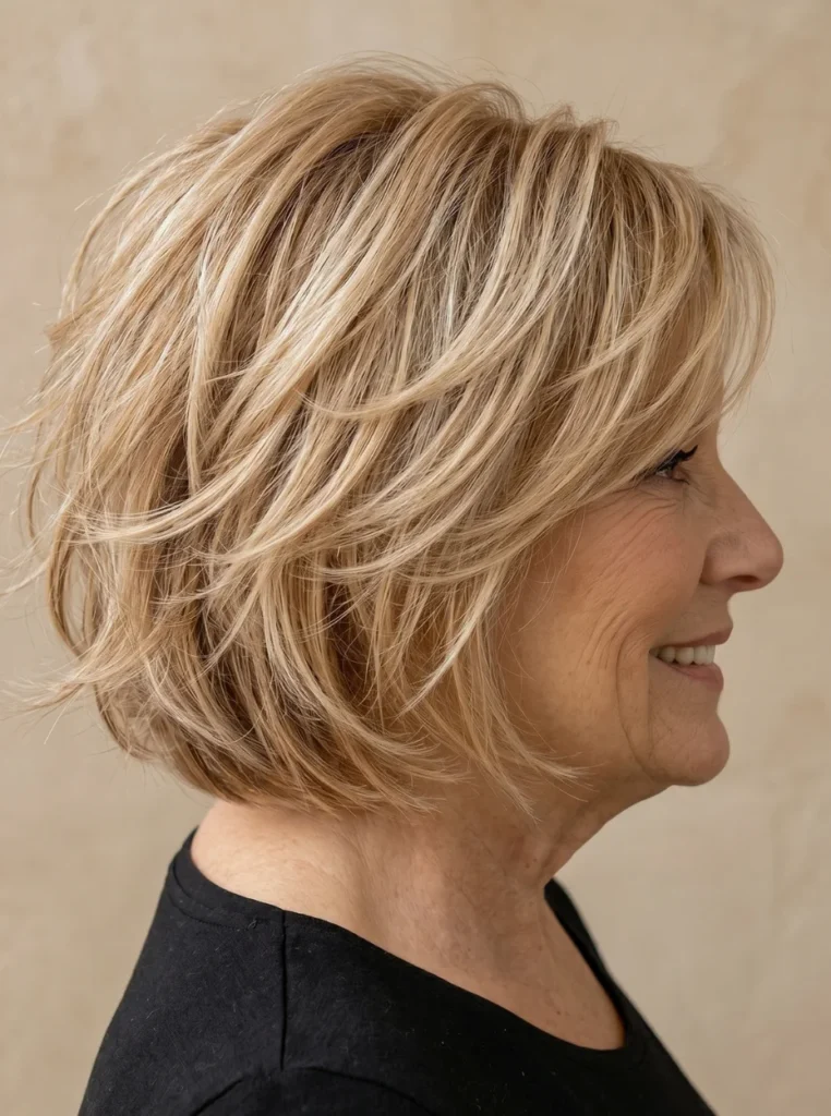Luftiger Textur Bob für Frauen ab 50 mit sanften Stufen und modernem, leichtem Look