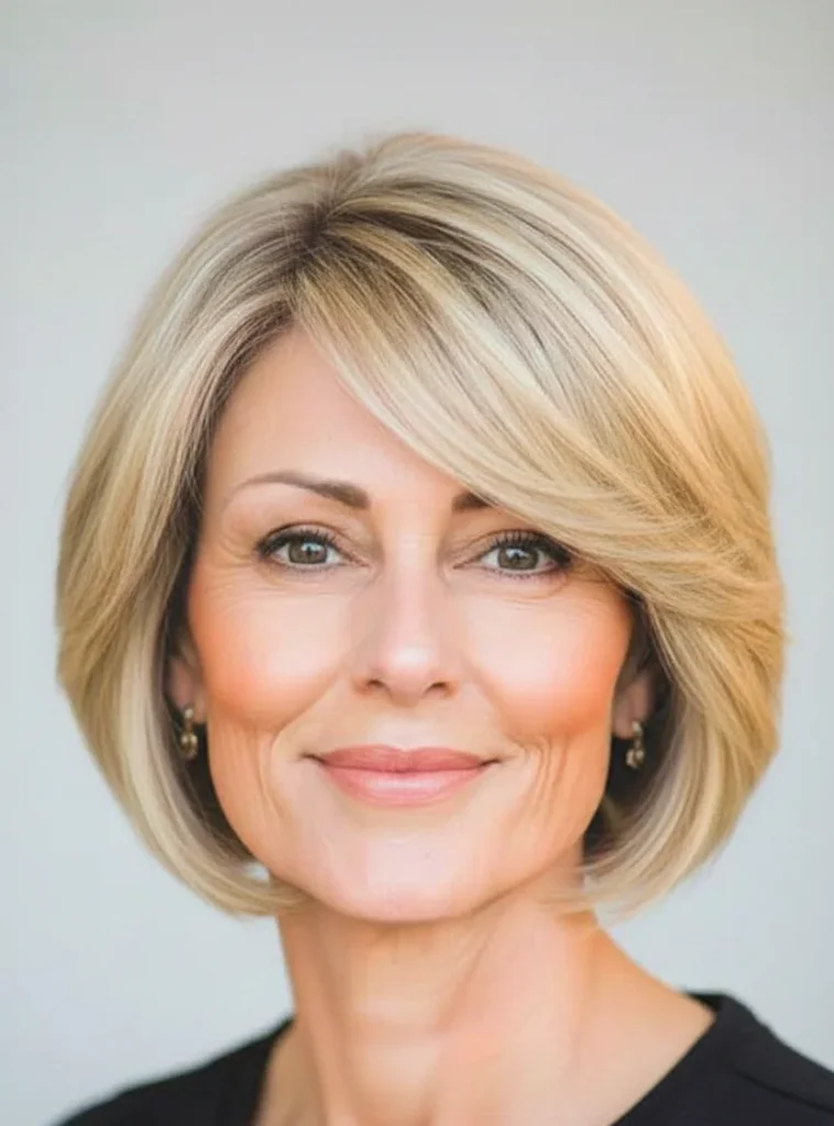 Weicher gestufter Bob mit Seitenscheitel