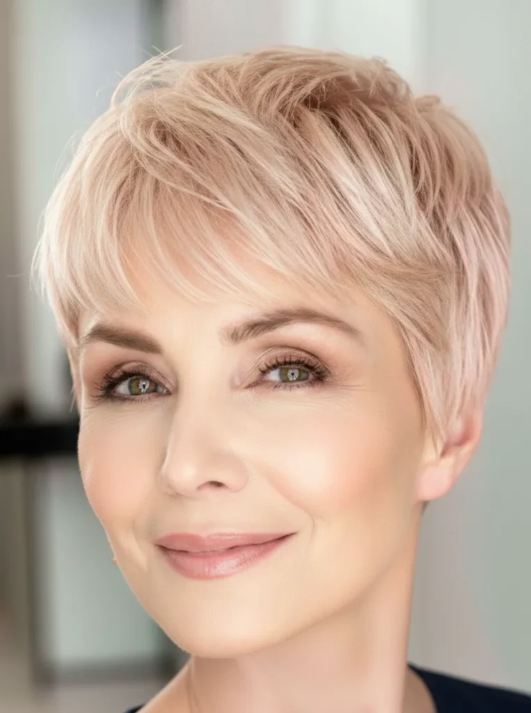 Weicher roségoldener Pixie mit leichten Stufen