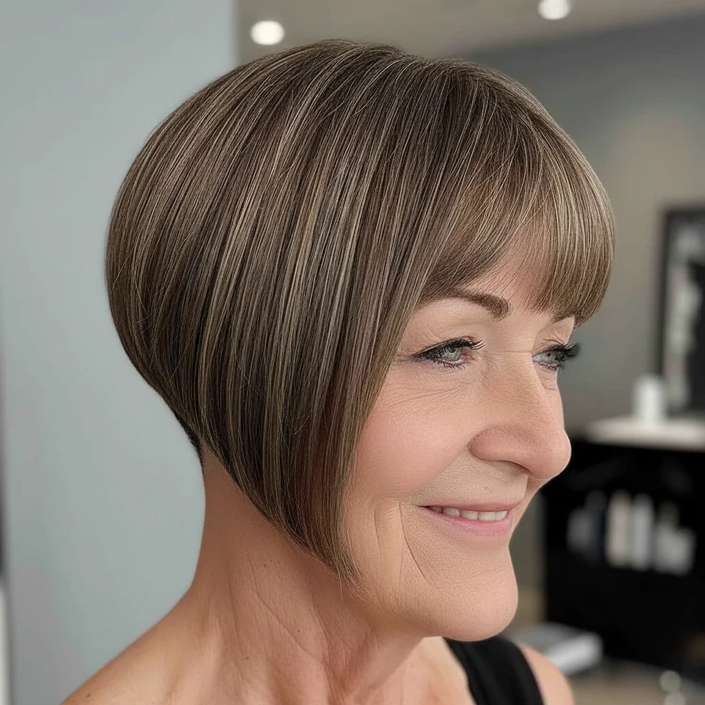 Asymmetrischer A-Linien-Schnitt mit aschbrauner Farbe