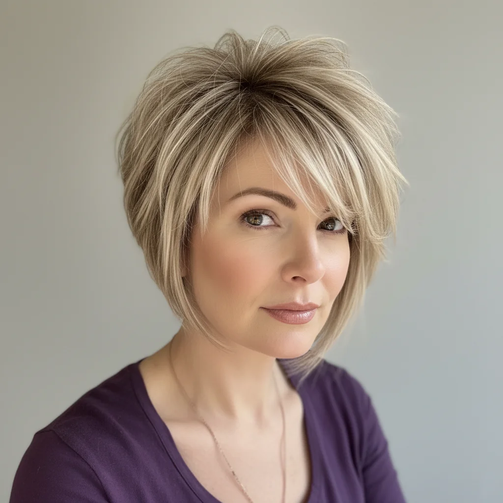 Asymmetrischer blond gefärbter Lob mit Ansatz