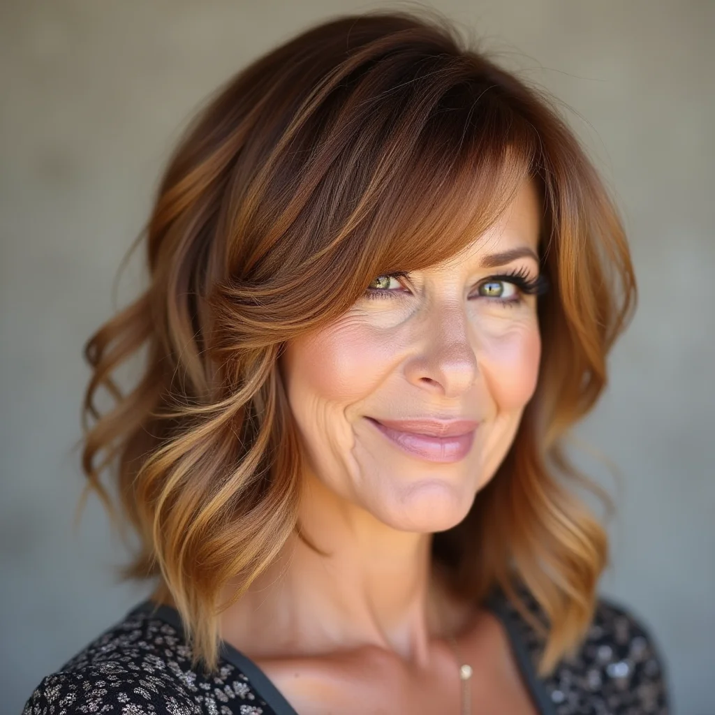 Ausgefranster Bob mit Seitenscheitel