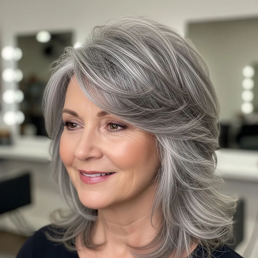 Gefiederter Shag mit dezenten grauen Strähnchen