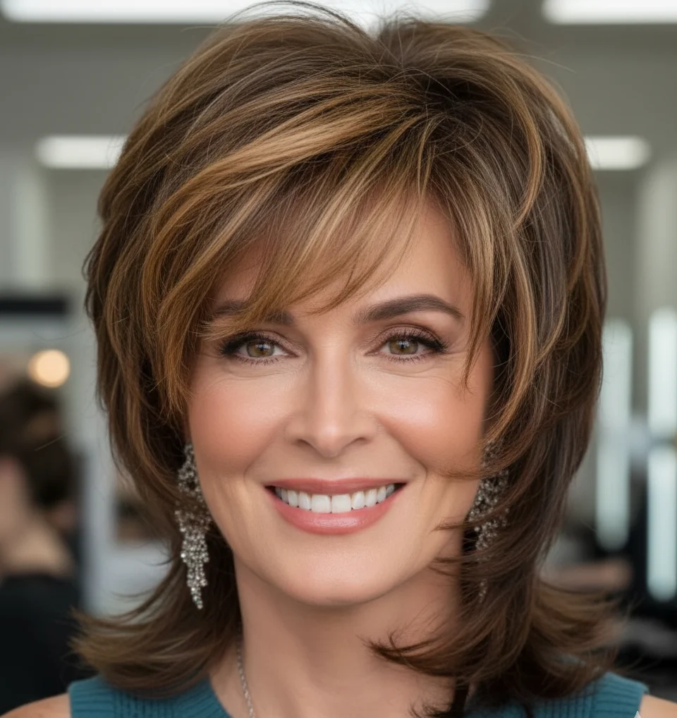 Gesichtsumrahmende Stufen mit weichem stumpfem Pony