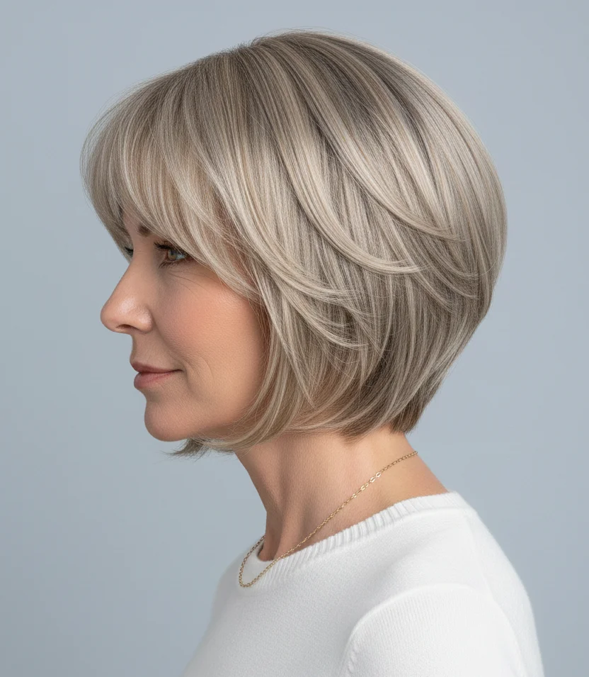 Gestufter Bob mit weichem Pony