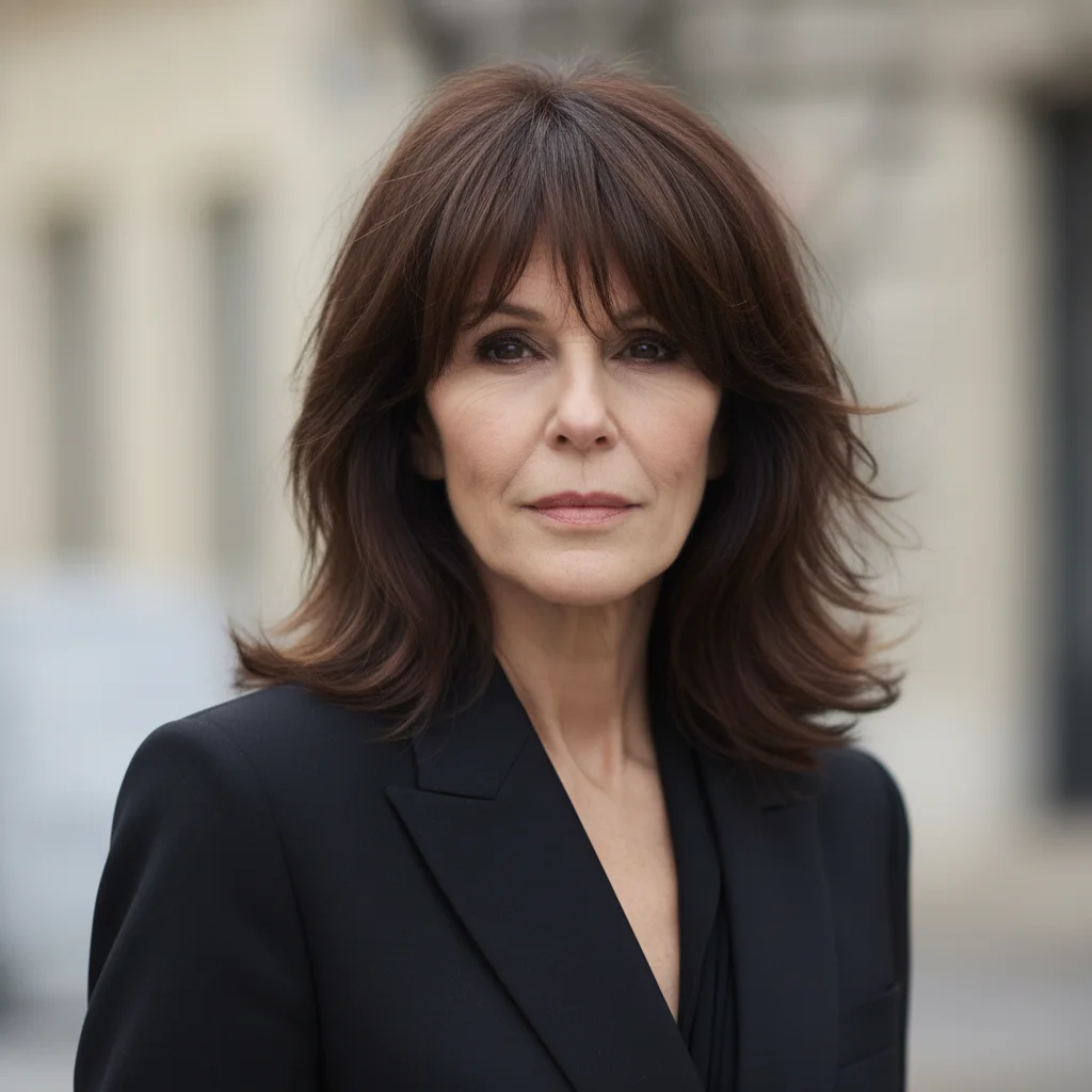 Gestufter Shag mit Pony und sattem Schokoladenbraun