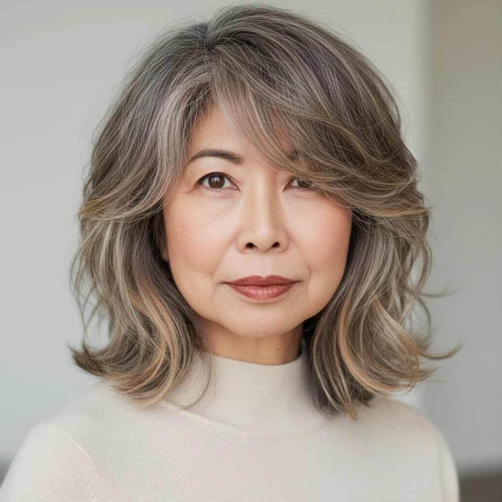 Gewellter Shag mit versteckten Strähnchen