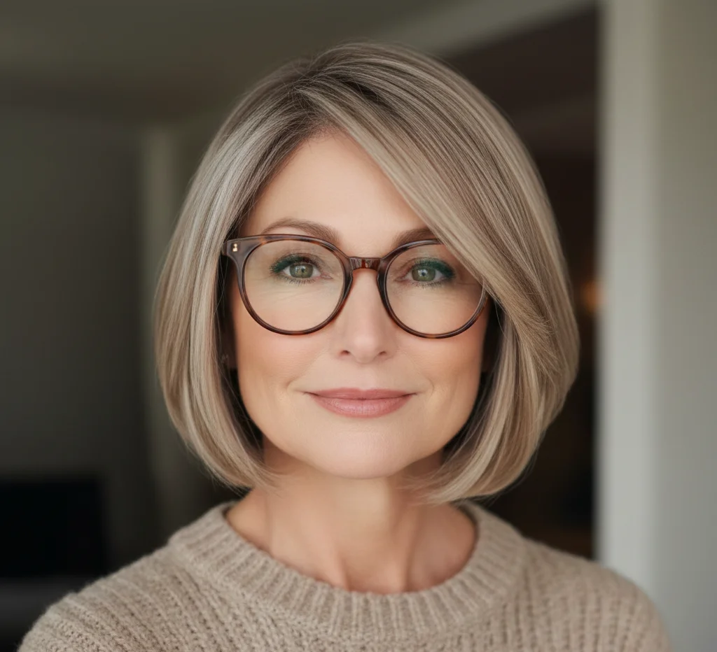 Glatter kinnlanger Stufenschnitt