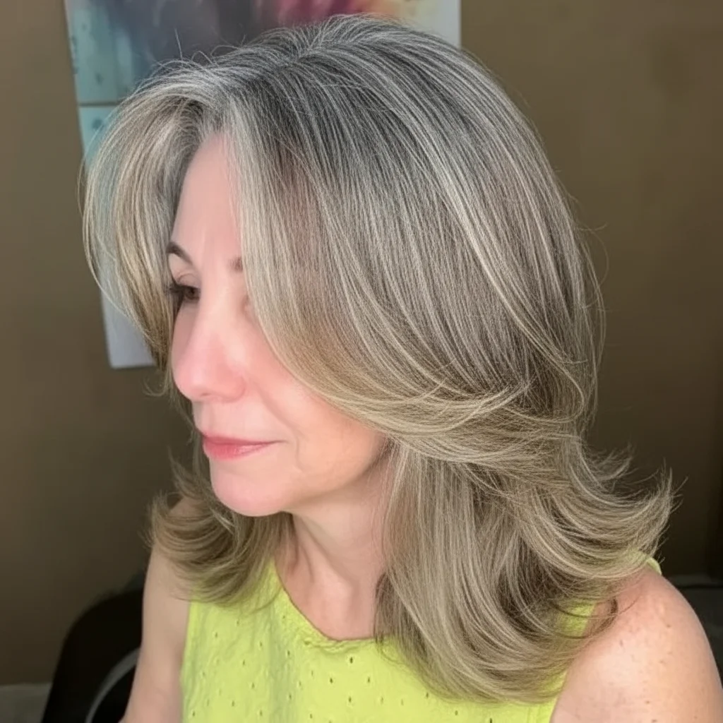 Klassischer Schulterhaarschnitt mit sanften Strähnchen