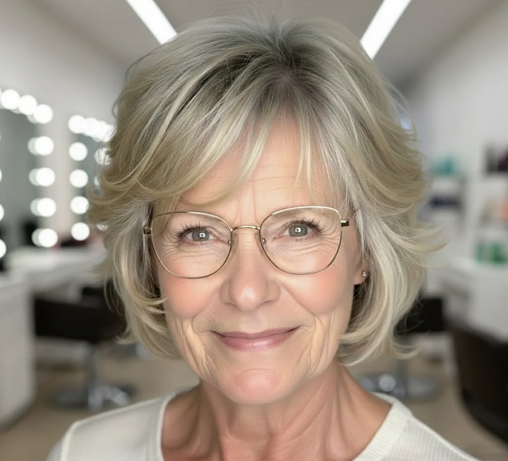 Klassischer gestufter Bob mit gefiederten Spitzen