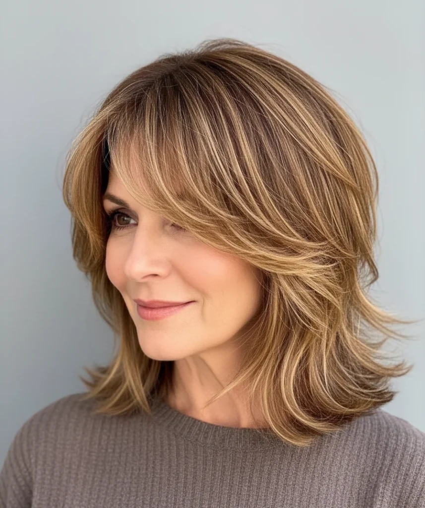 3. Klassischer gestufter Lob mit seitlich gefegtem Pony