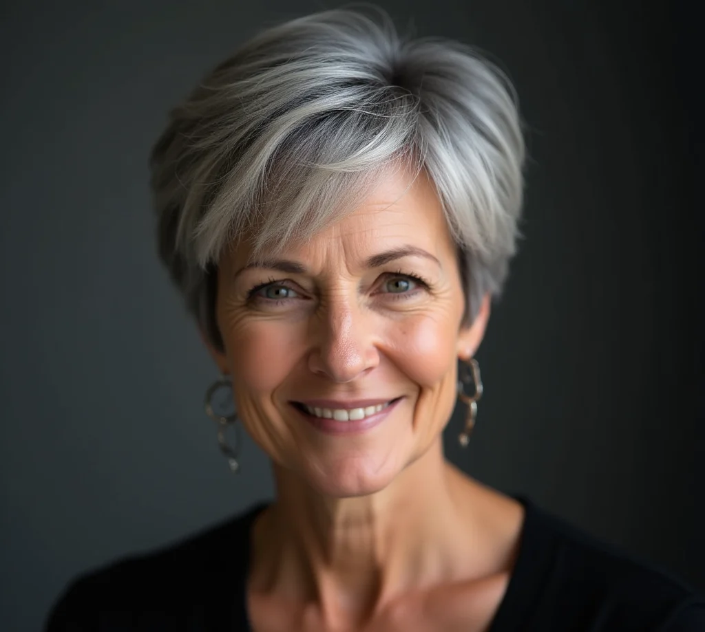 Kurzer Schnitt mit seitlichem Pony