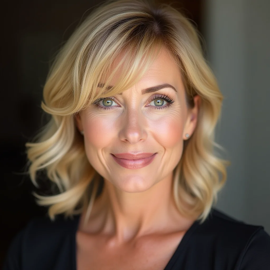 Kurzhaarschnitt mit seitlich gefegtem Pony