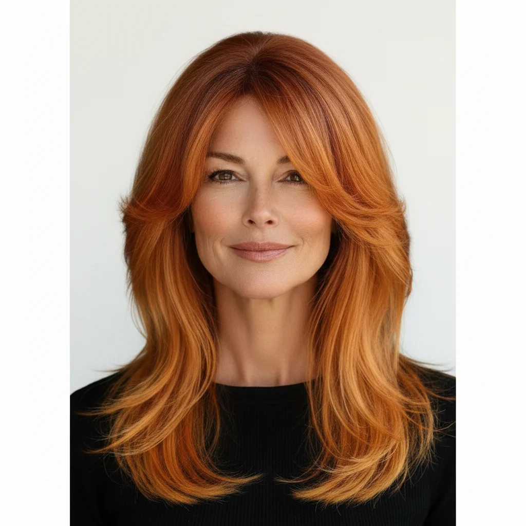 Lange asymmetrische Stufen mit Sunset Ombre