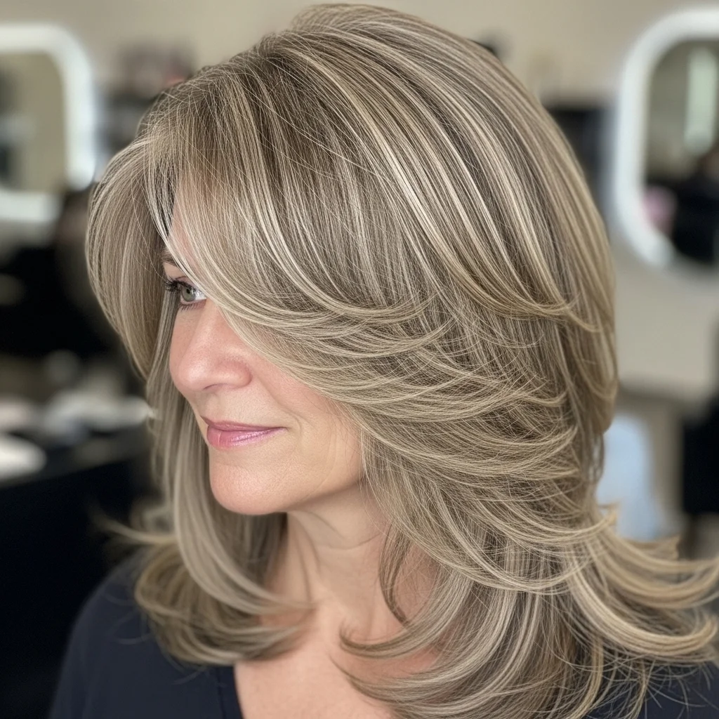 Langer geschwungener Shag mit dezenten Strähnchen