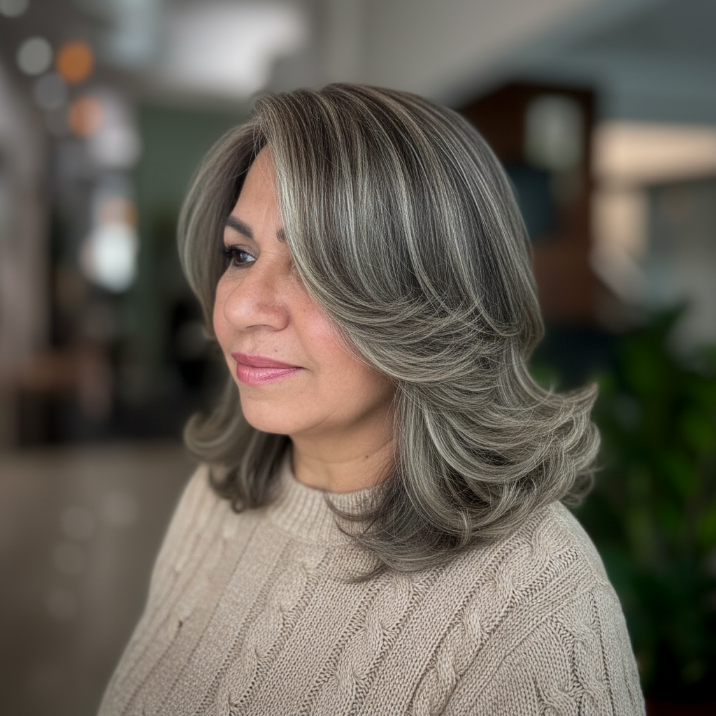 Mittellanger Schnitt mit Pilzbraun