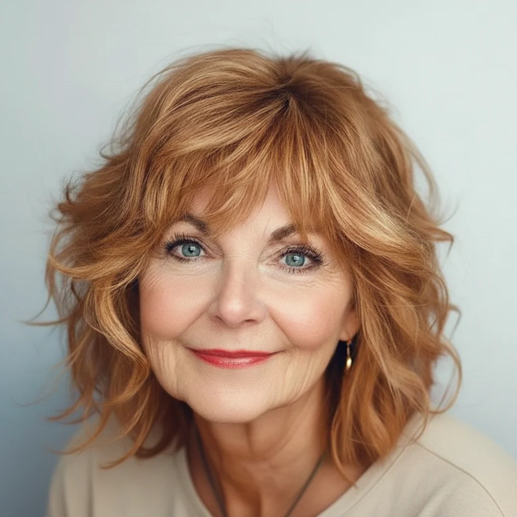 Müheloser Shag mit Vorhangpony und warmem Karamell