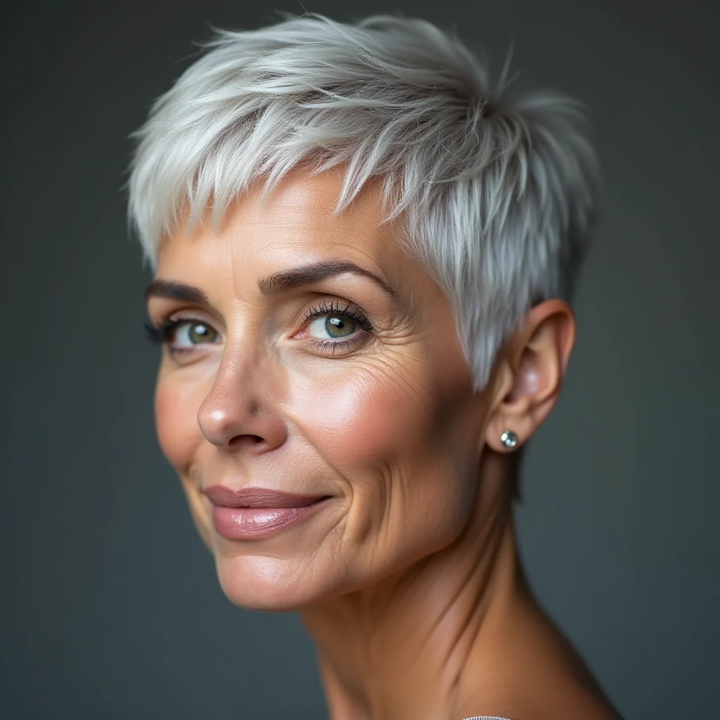 Natürlicher grauer Pixie-Schnitt