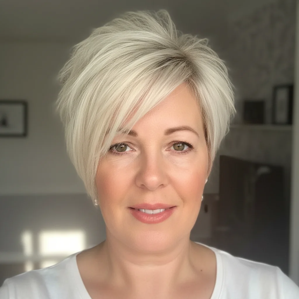  Schicker asymmetrischer Bob mit das Gesicht umrahmenden Strähnchen